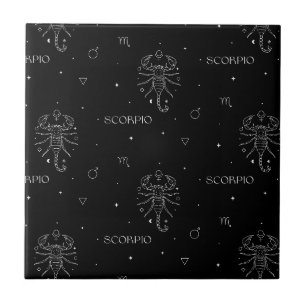 Scorpio Zodiac Pattern in White and Black Ceramic Tile
