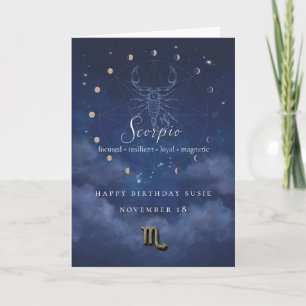 Scorpio Zodiac Personalized Birthday Card