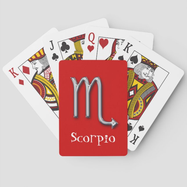 Scorpio Zodiac-Red-faux metal Poker Cards (Back)
