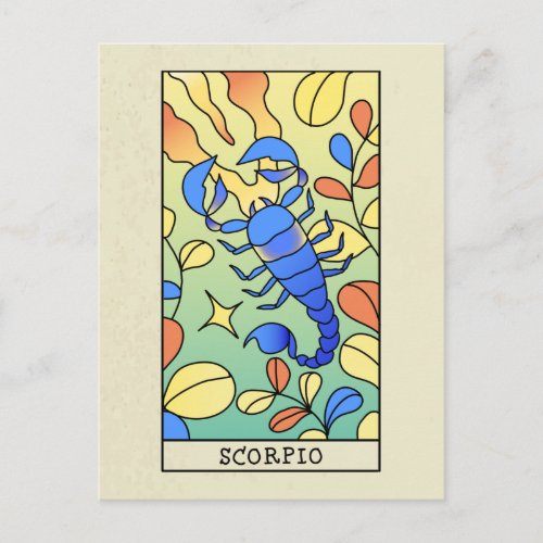 Scorpio Zodiac Sign Abstract Art Vintage Postcard