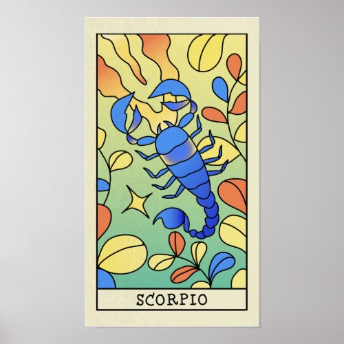 Scorpio Zodiac Sign Abstract Art Vintage Poster