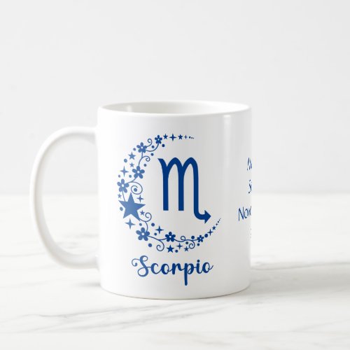Scorpio Zodiac Sign Astrology Birthday Blue White Coffee Mug