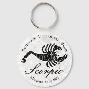 Scorpio Zodiac Sign Astrology Black White Custom Keychain