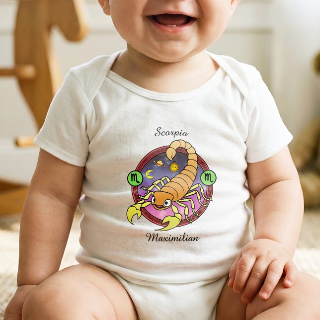 Scorpio Zodiac Sign Astrology Cartoon Horoscope Baby Bodysuit (Creator Uploaded)