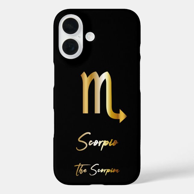 Scorpio Zodiac Sign, Black & Gold  Case-Mate iPhone Case (Back)