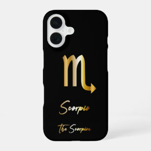 Scorpio Zodiac Sign, Black & Gold iPhone 16 Case