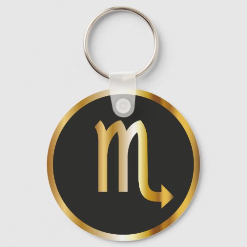 Scorpio Zodiac Sign Black  Gold Keychain