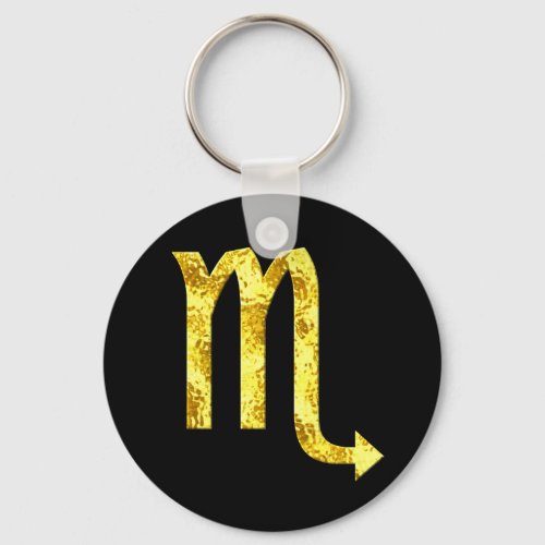 Scorpio Zodiac Sign Black Gold Symbol Keychain