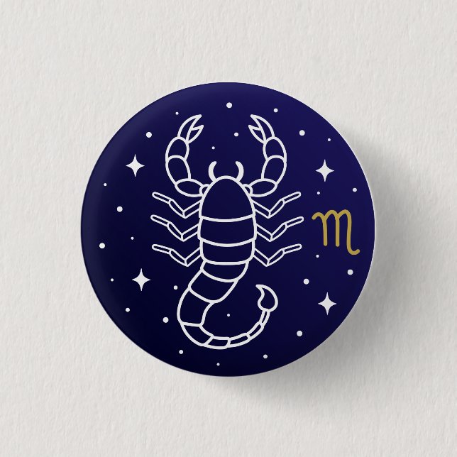 Scorpio Zodiac Sign Celestial Constellation Button (Front)