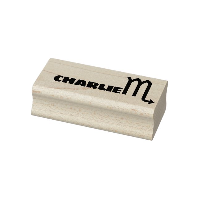Scorpio Zodiac Sign Cool Personalized Name Text Rubber Stamp (Stamp)