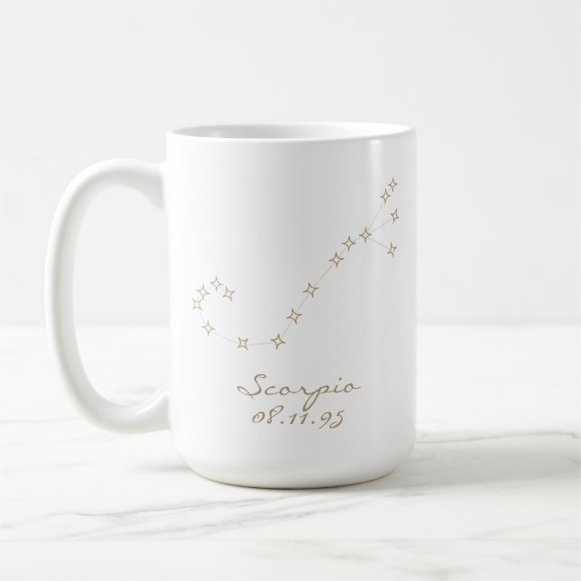 Scorpio Zodiac Sign Custom Birthday Mug (Left)