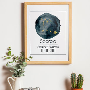 Scorpio Zodiac Sign: Custom Name & Birthday Poster