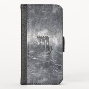 Scorpio Zodiac Sign Distressed Industrial Style iPhone X Wallet Case