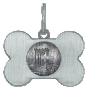 Scorpio Zodiac Sign Distressed Industrial Style Pet ID Tag