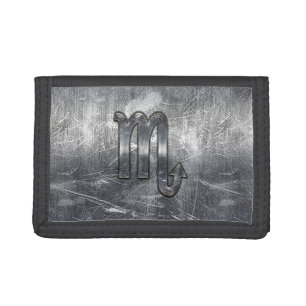 Scorpio Zodiac Sign Distressed Industrial Style Tri-fold Wallet