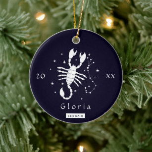 Scorpio Zodiac Sign Horoscope Symbol Name & Year Ceramic Ornament