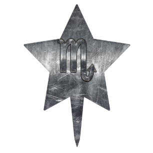 Scorpio Zodiac Sign in Distressed Steel Decor Cake Topper