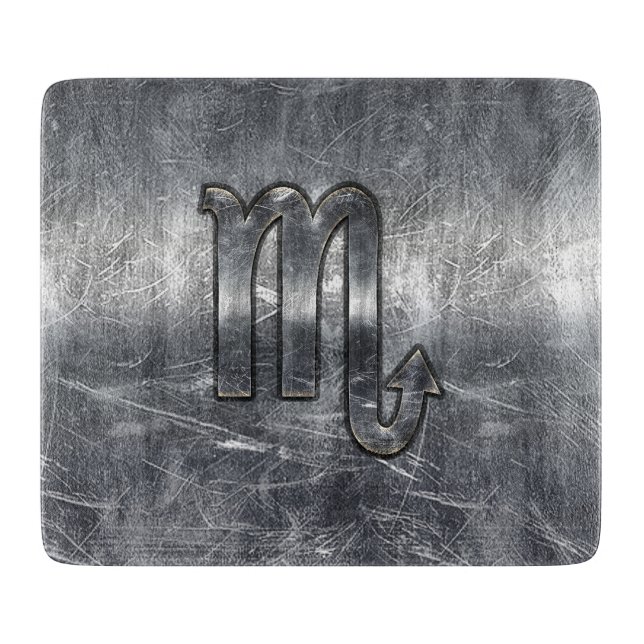 Scorpio Zodiac Sign in Distressed Steel Decor Cutting Board (Front)