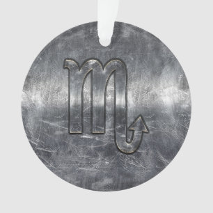 Scorpio Zodiac Sign in Distressed Steel Decor Ornament
