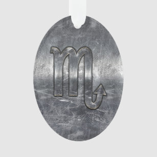 Scorpio Zodiac Sign in Distressed Steel Decor Ornament