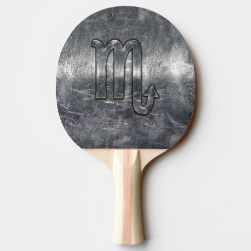 Scorpio Zodiac Sign in Distressed Steel Decor Ping Pong Paddle