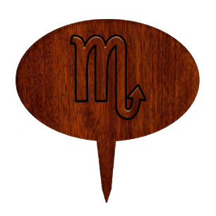 Scorpio Zodiac Sign in Mahogany Brown Style Cake Topper