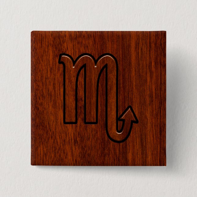 Scorpio Zodiac Sign in Mahogany Brown Style Pinback Button (Front)