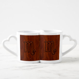 Scorpio Zodiac Sign in Mahogany Style Decor Coffee Mug Set