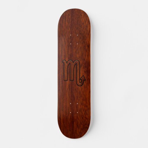 Scorpio Zodiac Sign in Mahogany Style Decor Skateboard Deck