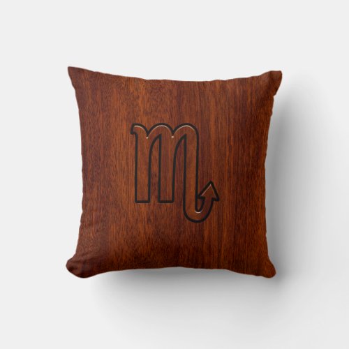 Scorpio Zodiac Sign in Mahogany Style Decor Throw Pillow