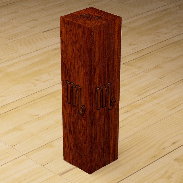 Scorpio Zodiac Sign in Mahogany Style Decor Wine Box (Front)