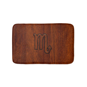 Scorpio Zodiac Sign in Rich Mahogany Style Bathroom Mat