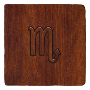 Scorpio Zodiac Sign in Rich Mahogany Style Trivet