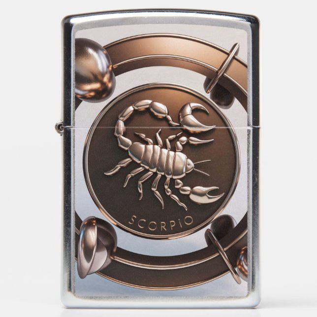 Scorpio Zodiac Sign Metal Emblem #2 Zippo Lighter (Front)
