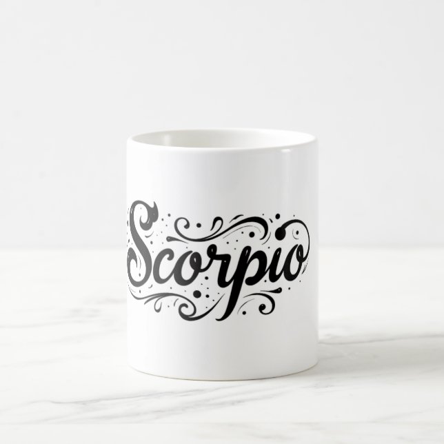 Scorpio Zodiac Sign Mug – Elegant Calligraphy  (Center)