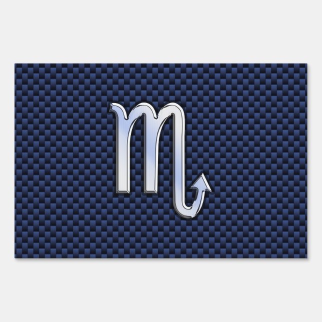 Scorpio Zodiac Sign navy blue carbon fiber decor (Front)