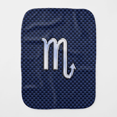 Scorpio Zodiac Sign navy blue carbon fiber decor Baby Burp Cloth