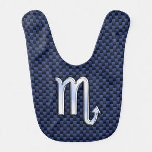 Scorpio Zodiac Sign navy blue carbon fiber decor Bib