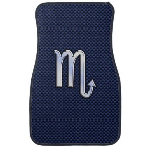 Scorpio Zodiac Sign navy blue carbon fiber decor Car Floor Mat