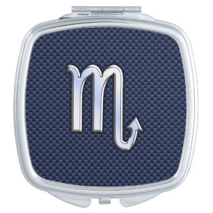 Scorpio Zodiac Sign navy blue carbon fiber decor Makeup Mirror