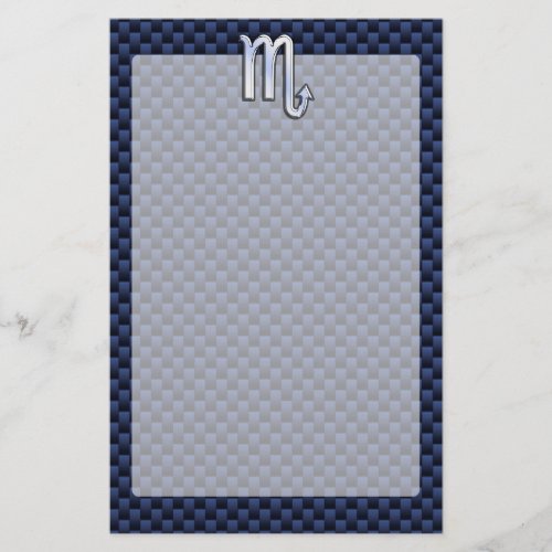 Scorpio Zodiac Sign navy blue carbon fiber decor Stationery