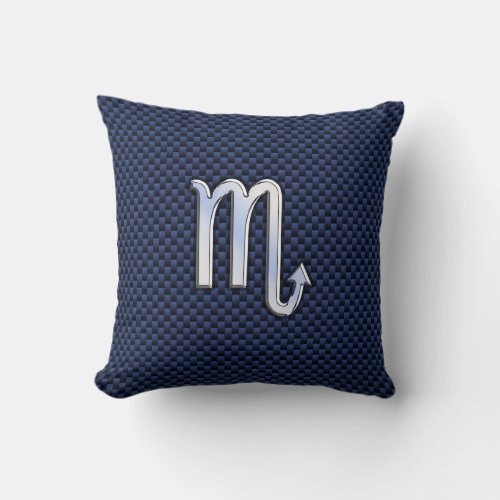 Scorpio Zodiac Sign navy blue carbon fiber decor Throw Pillow