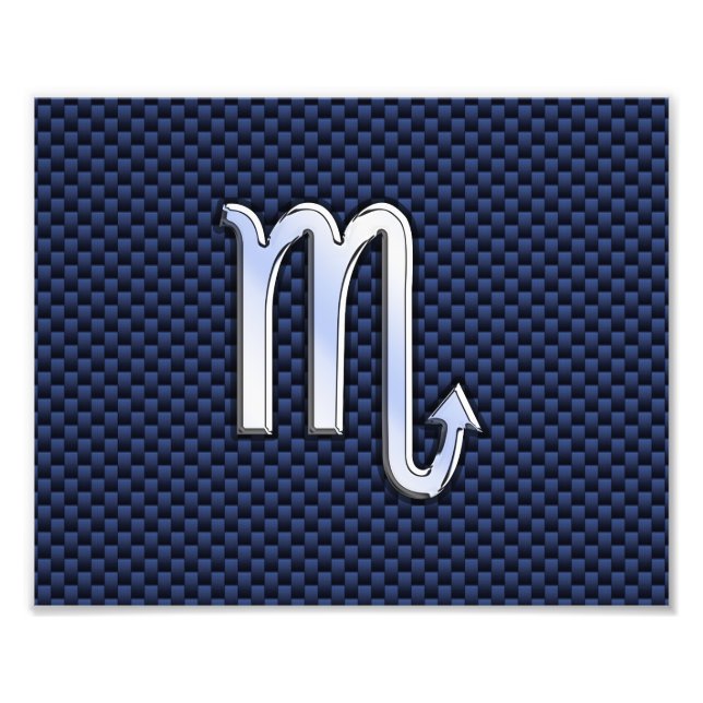 Scorpio Zodiac Sign navy blue carbon fiber print (Front)