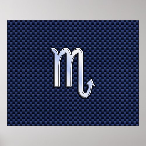 Scorpio Zodiac Sign navy blue carbon fiber print