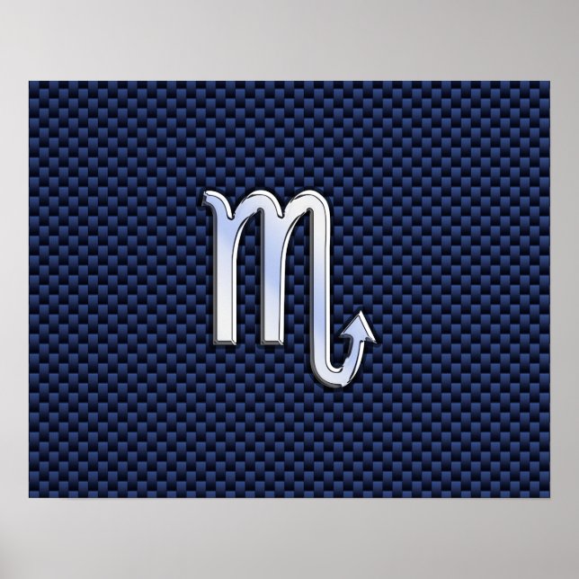 Scorpio Zodiac Sign navy blue carbon fiber print (Front)