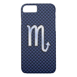 Scorpio Zodiac Sign navy blue carbon fiber print iPhone 8/7 Case