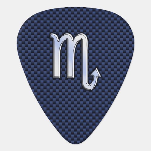 Scorpio Zodiac Sign navy blue carbon fiber print Guitar Pick