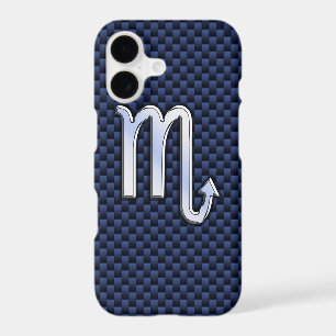 Scorpio Zodiac Sign navy blue carbon fiber print iPhone 17 Case
