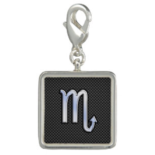 Scorpio Zodiac Sign on Carbon Fiber Decor Charm