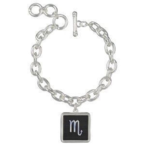 Scorpio Zodiac Sign on Carbon Fiber Decor Charm Bracelet